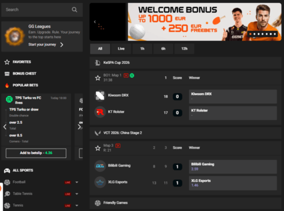 Andere Produkte die auf der GGBET-Website verfügbar sind