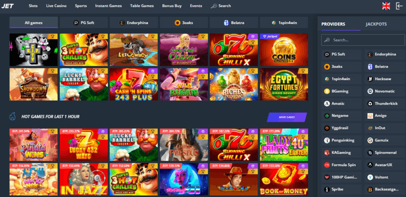 Online-Spielautomaten im Jet Kasino