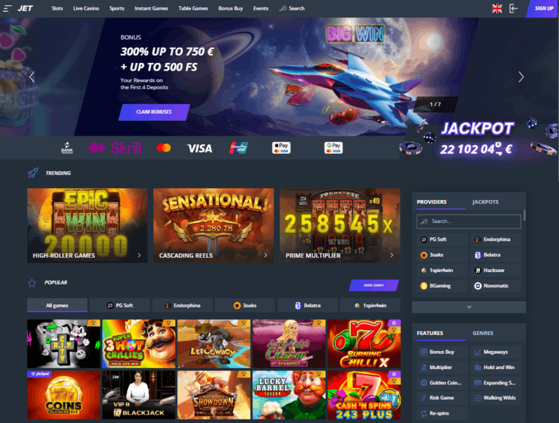 Offizielle Website von Jet Casino