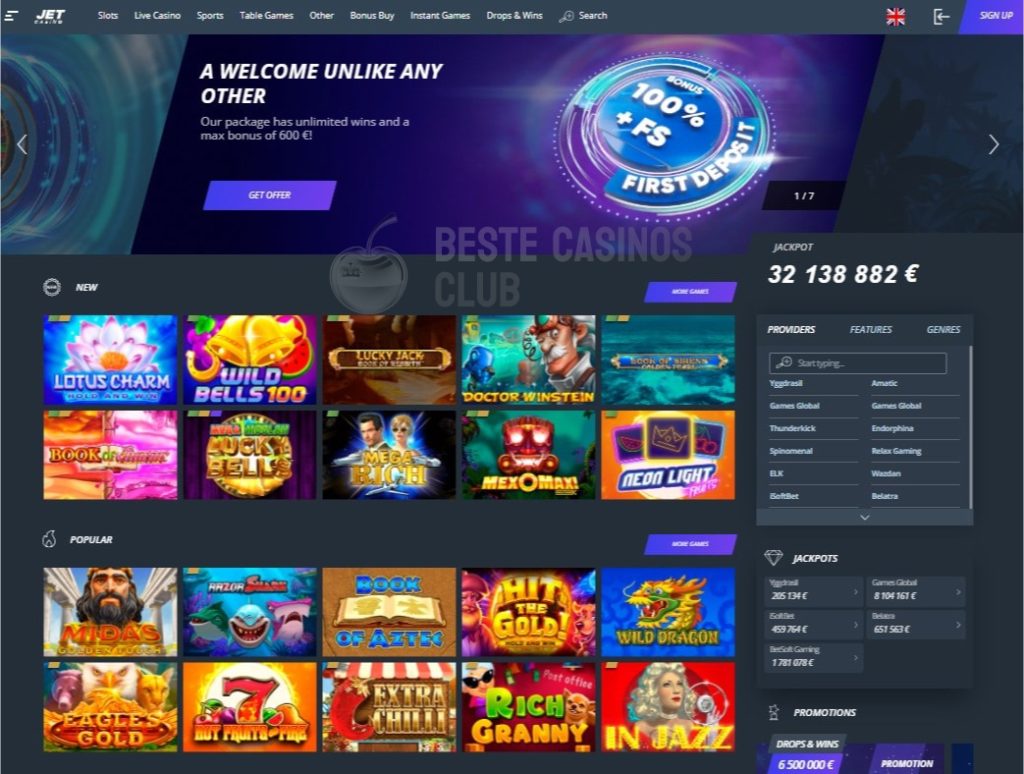 Offizielle Website von Jet Casino