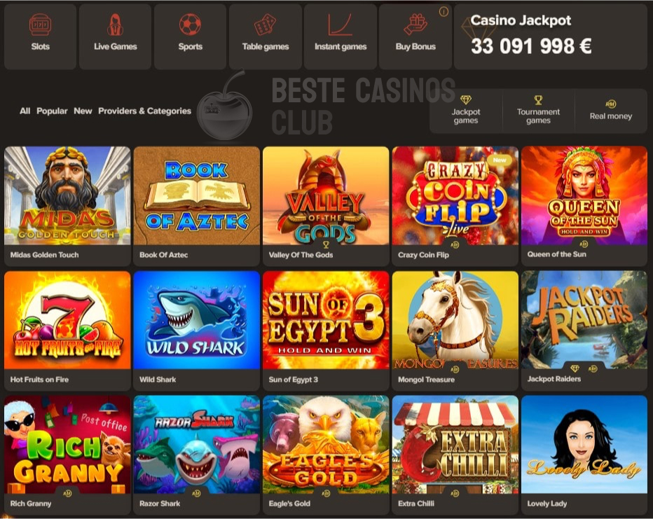 Online-Spielautomaten im Sol Casino