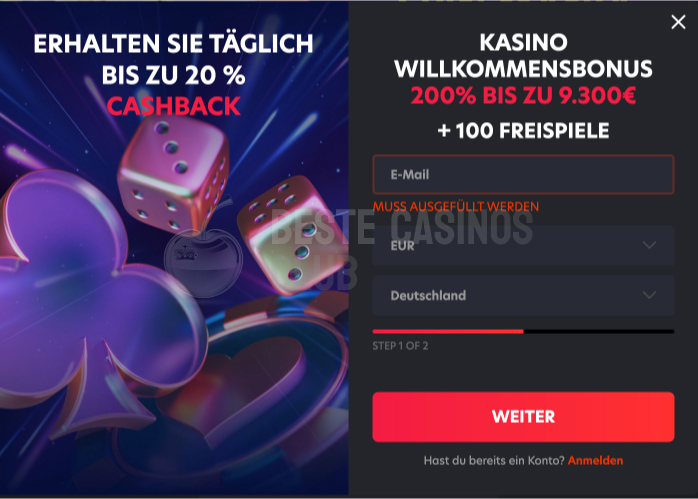 Die Anmeldung im 1Red Casino ist ein Kinderspiel