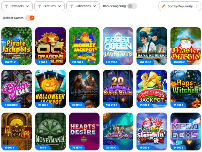 Jackpots im Casino MONRO