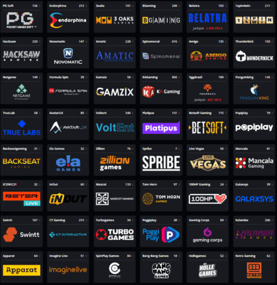 Ihr könnt Einsätze an den Slots bekannter Anbieter wie Play'n GO, Playson, Pragmatic Play, Yggdrasil